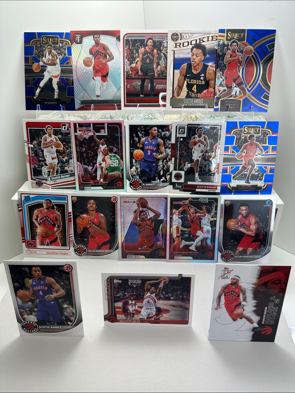 Raptors Scottie Barnes rookie card w/ RJ Barrett/Ingram & teammates lot of 18